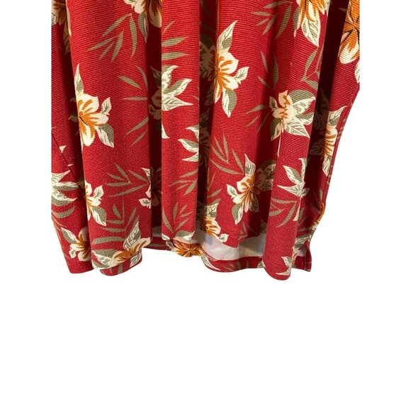 Kona Wind Men's Tropical Print 3-Button Golf Polo Short Sleeve Sz XXL Red Orange - Picture 4 of 11